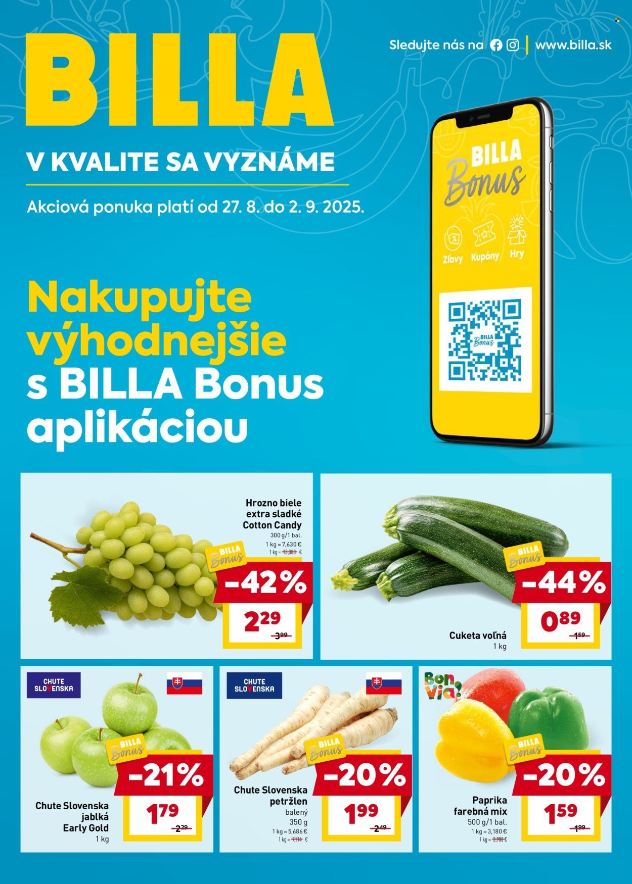 BILLA leták - Bonus leták (2025-08-27 - 2025-09-02) | 1