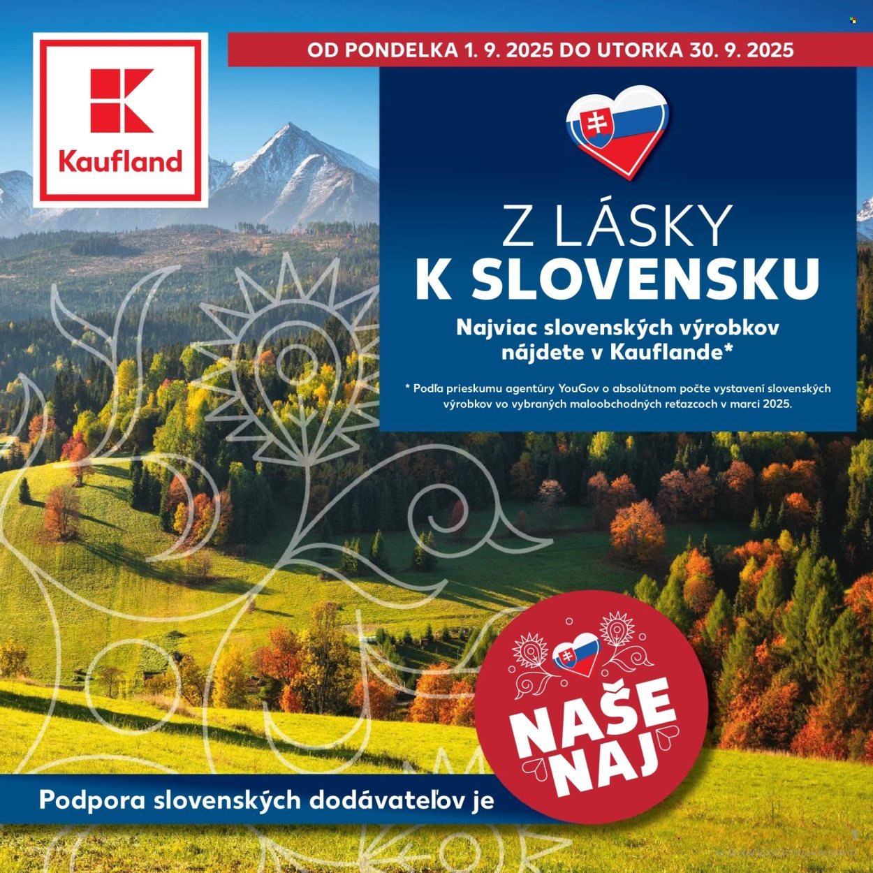 KAUFLAND leták - Z LÁSKY K SLOVENSKU (2025-09-01 - 2025-09-30) | 1