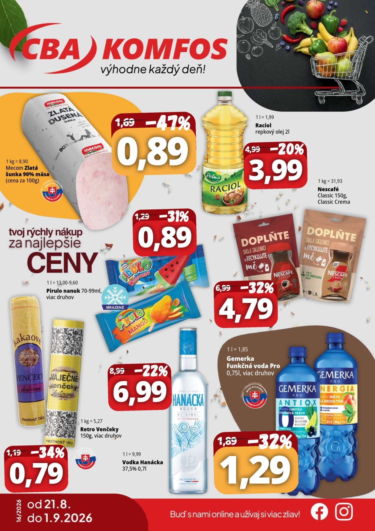 CBA KOMFOS leták - Výhodná ponuka - opäť lacnejšie