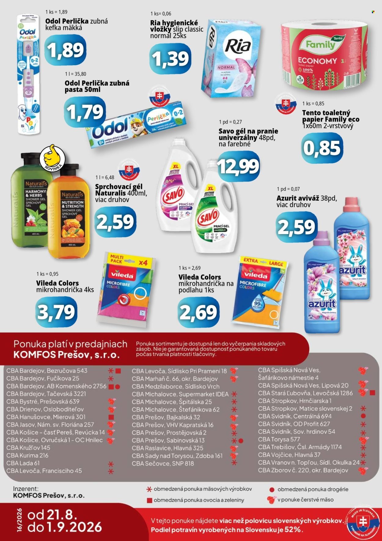 CBA KOMFOS leták - Výhodná ponuka - opäť lacnejšie