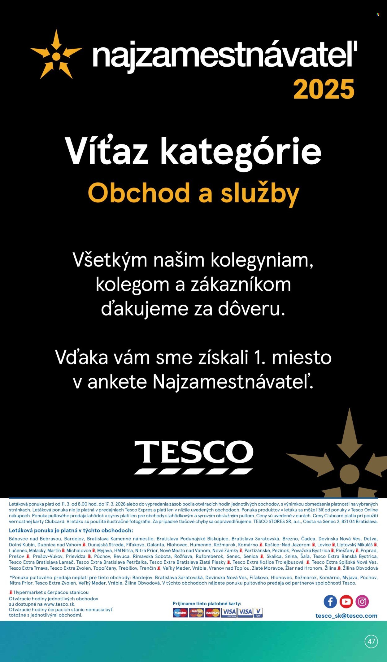 TESCO leták - Od stredy 11.3.2026 (2026-03-11 - 2026-03-17) | 47