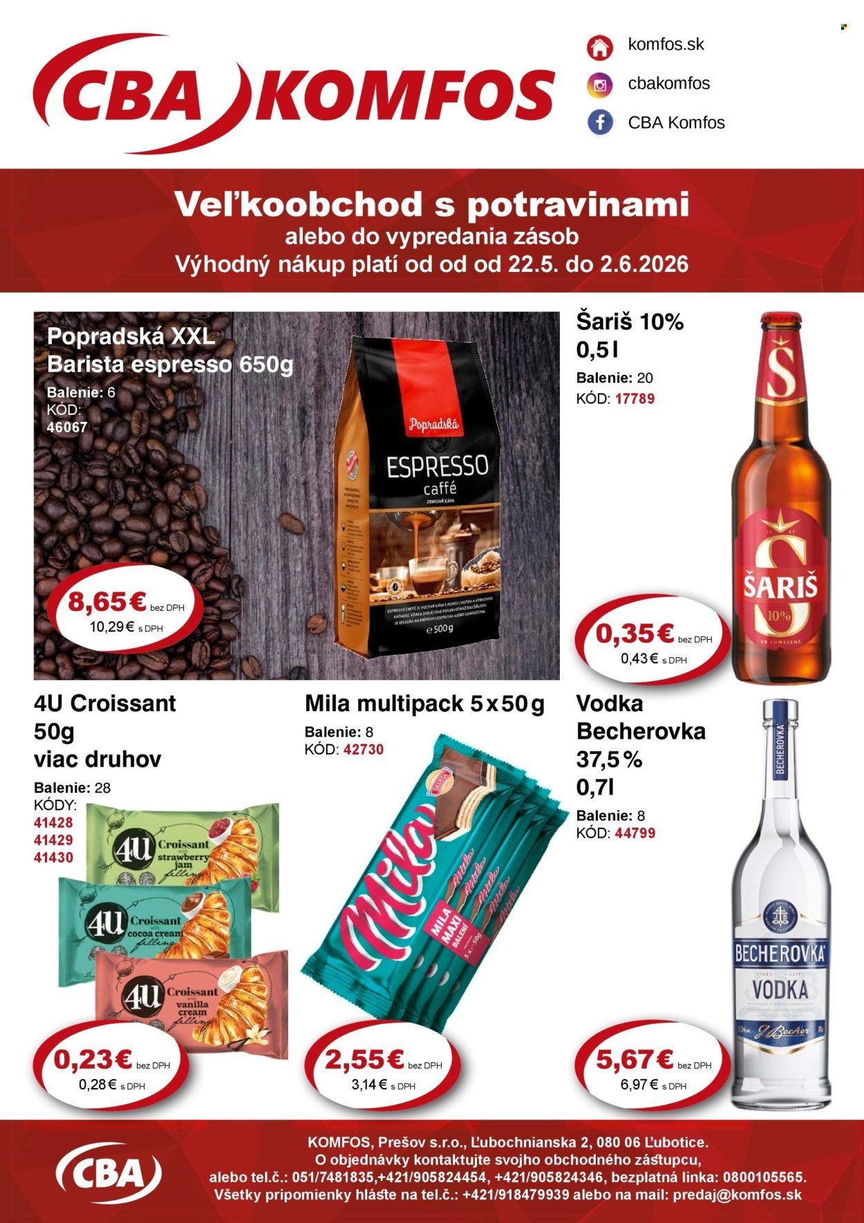 CBA KOMFOS leták - Výhodná ponuka VEĽKOOBCHOD