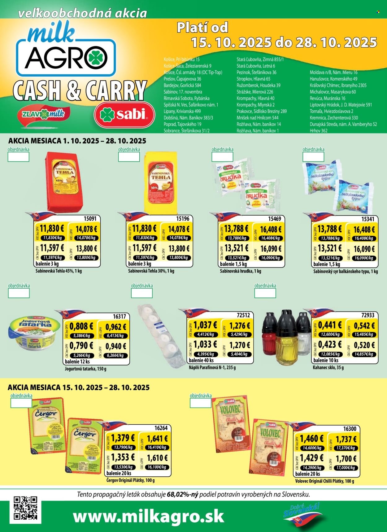 MILK AGRO leták - Cash & Carry (2025-10-15 - 2025-10-28) | 1