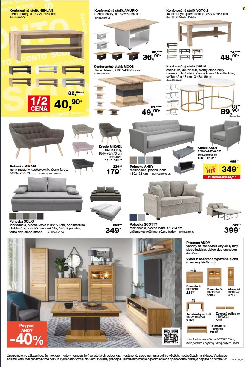 SCONTO NÁBYTOK leták - Od stredy 23.9.2026