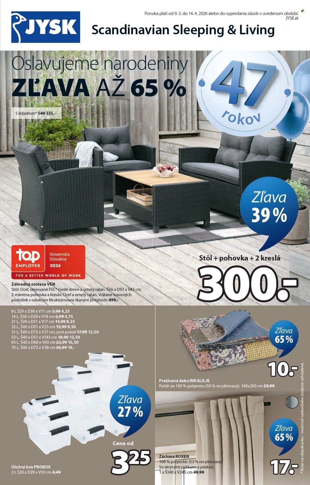 JYSK leták - Od pondelka 9.3.2026 (2026-03-09 - 2026-04-14) | 2