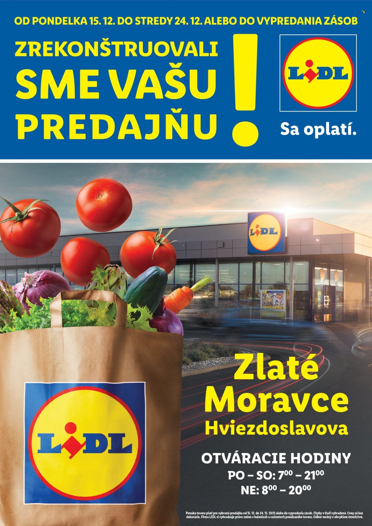 LIDL leták - Nová predajňa v Zlatých Moravciach (2025-12-15 - 2025-12-24) | 1