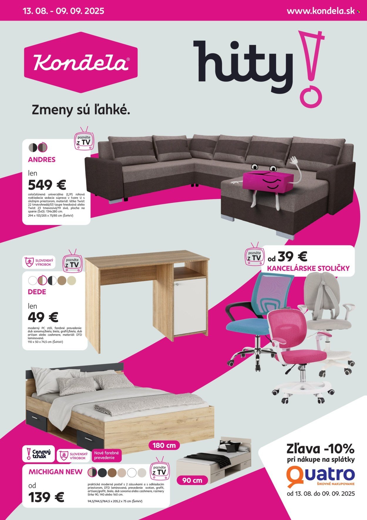 KONDELA leták - Zmeny sú ľahké (2025-08-13 - 2025-09-09) | 1
