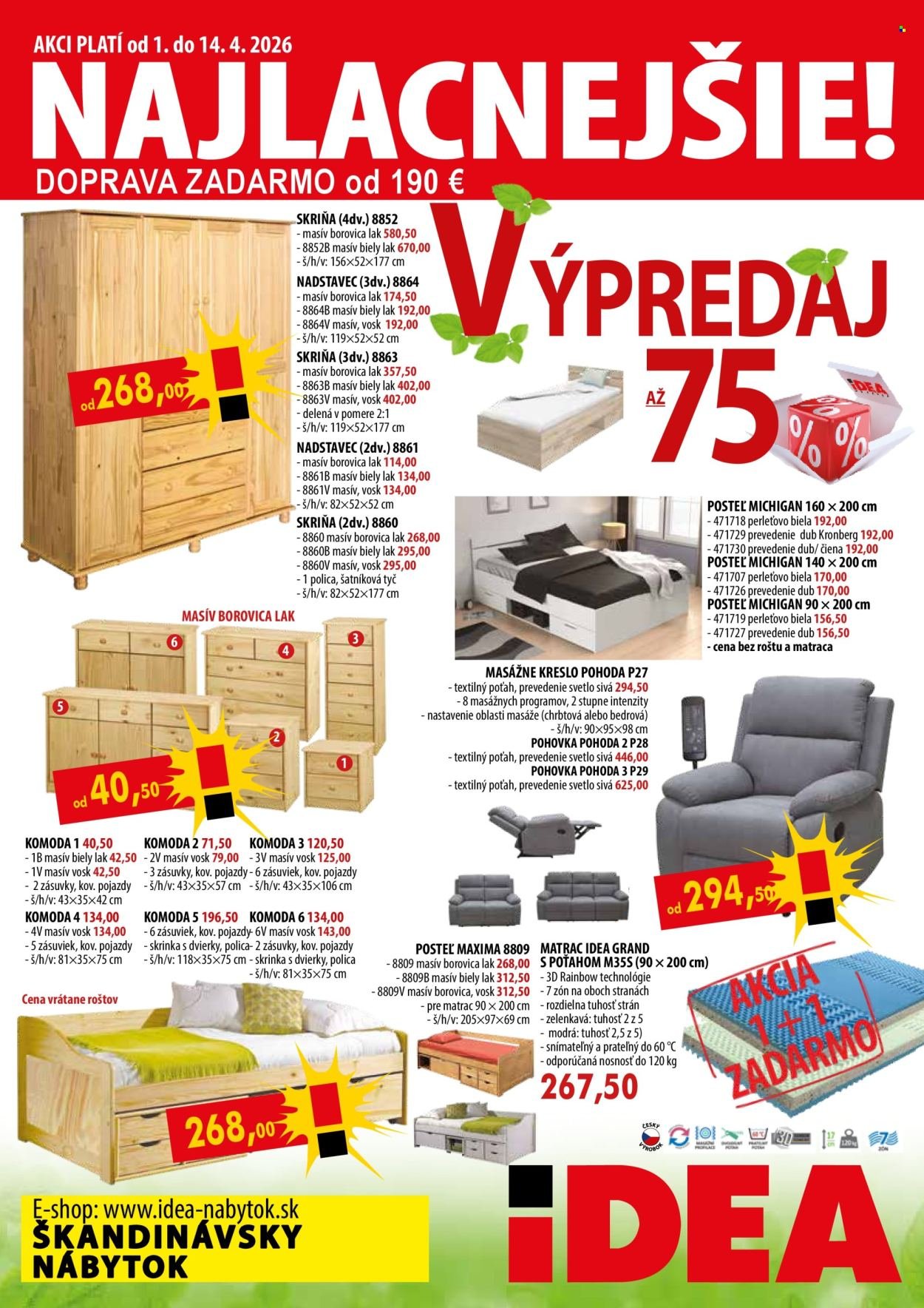 IDEA NÁBYTOK leták - Od stredy 1.4.2026 (2026-04-01 - 2026-04-14) | 1