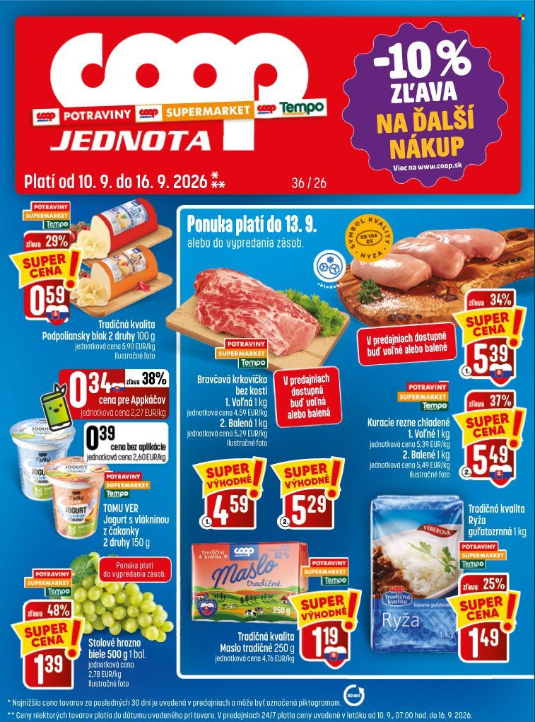 COOP JEDNOTA leták - Od štvrtka 10.9.2026