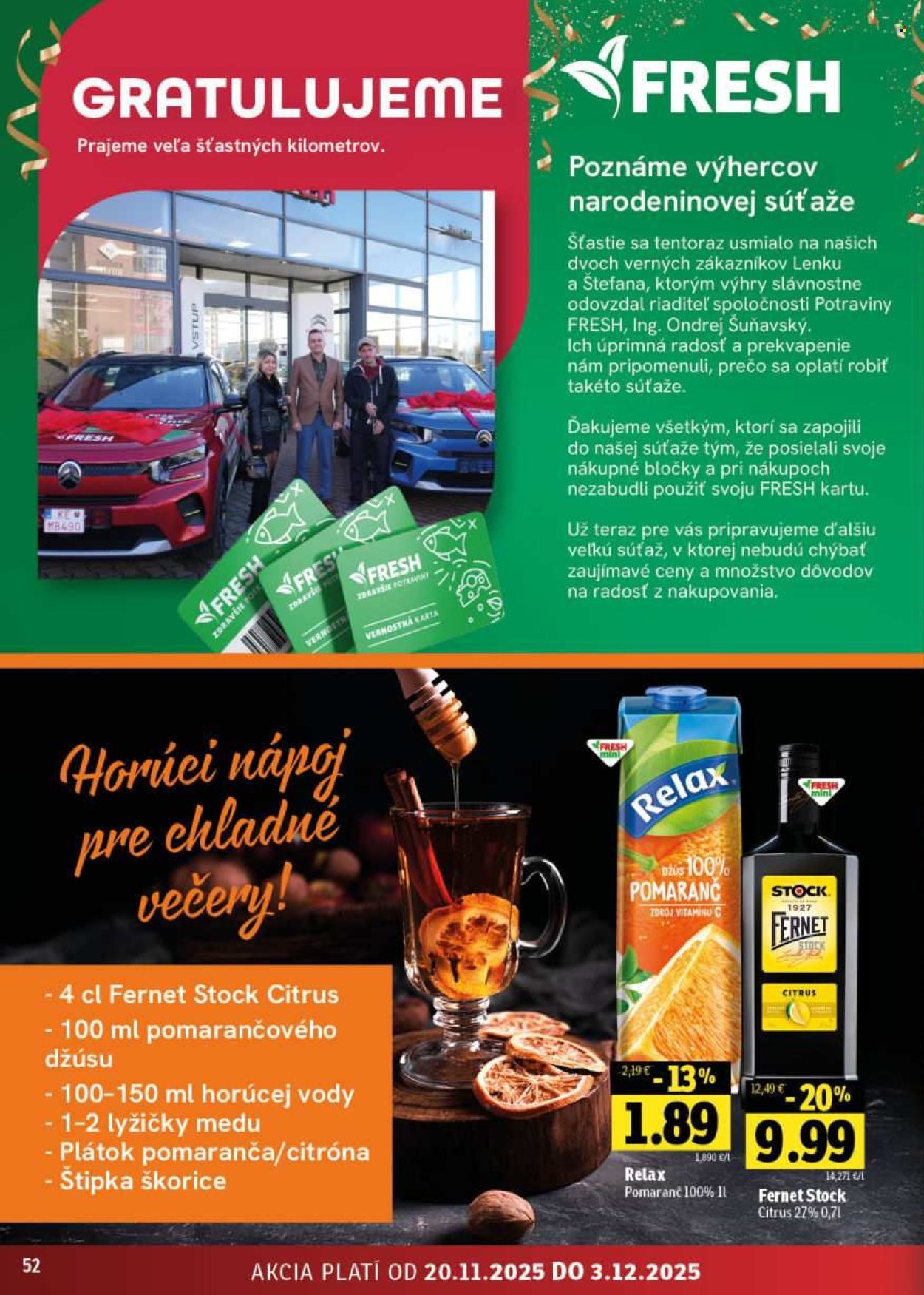 FRESH leták - Stredné a západné Slovensko (2025-11-20 - 2025-12-03) | 52