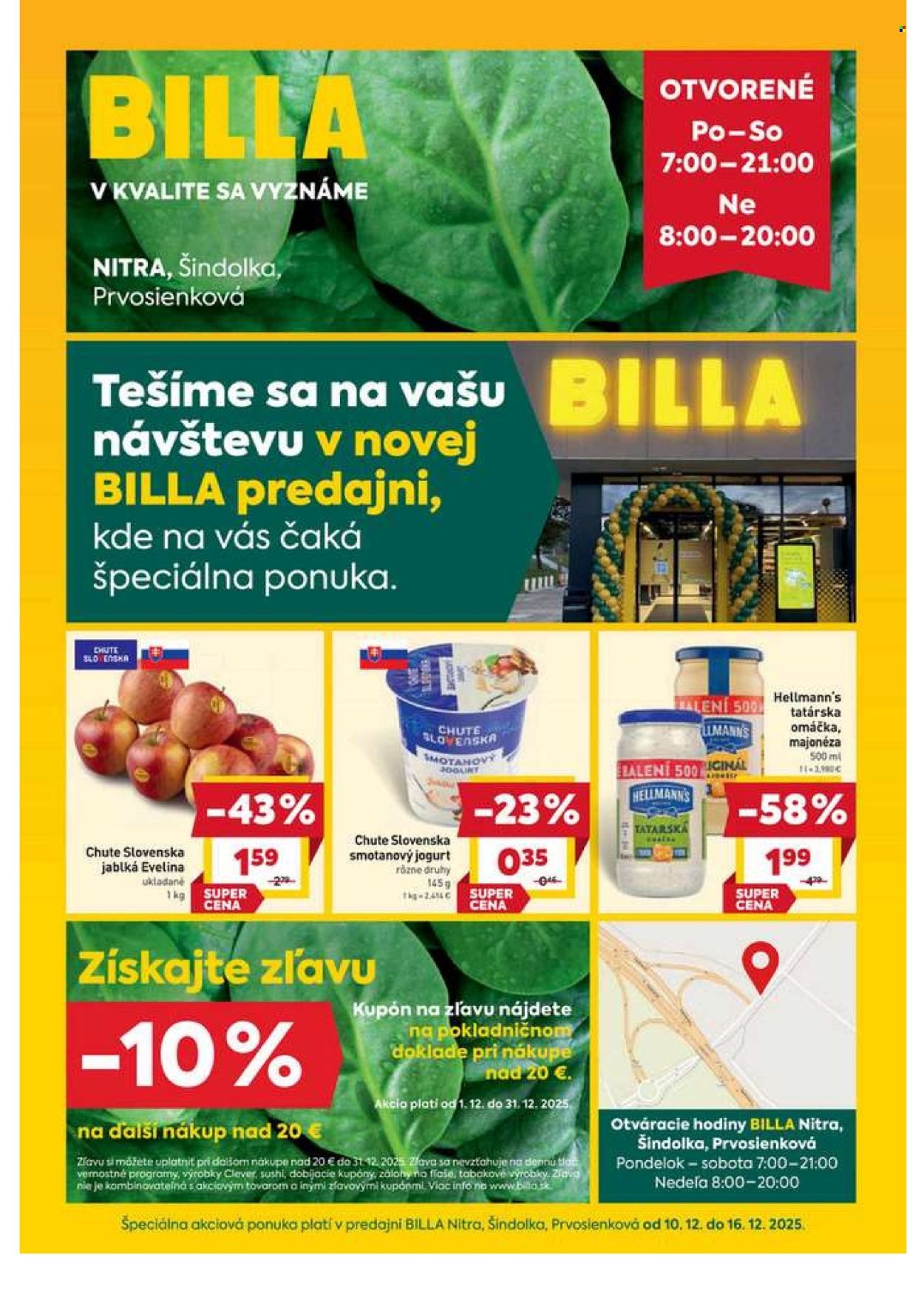 BILLA leták - Nitra - Šindolka, Prvosienková (2025-12-10 - 2025-12-16) | 1