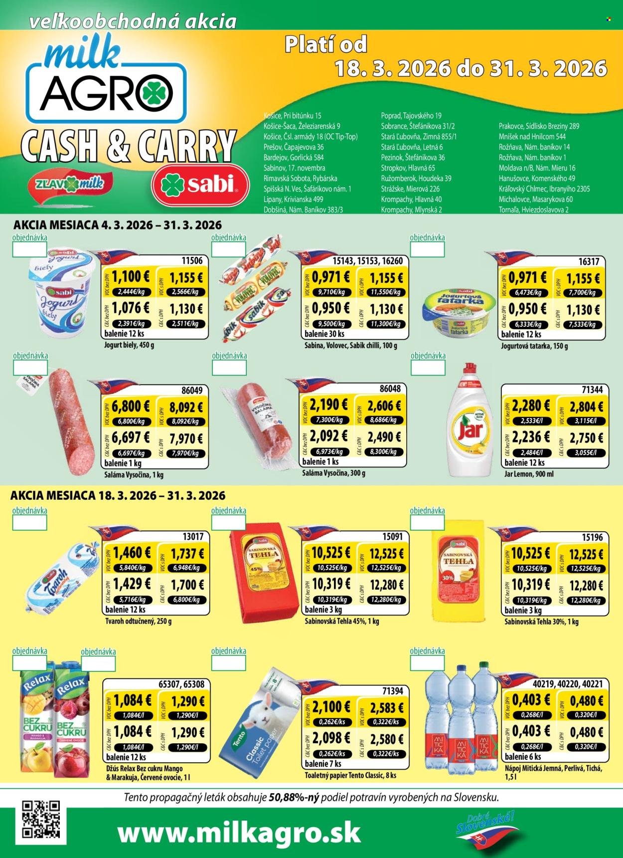 MILK AGRO leták - Cash & Carry (2026-03-18 - 2026-03-31) | 1