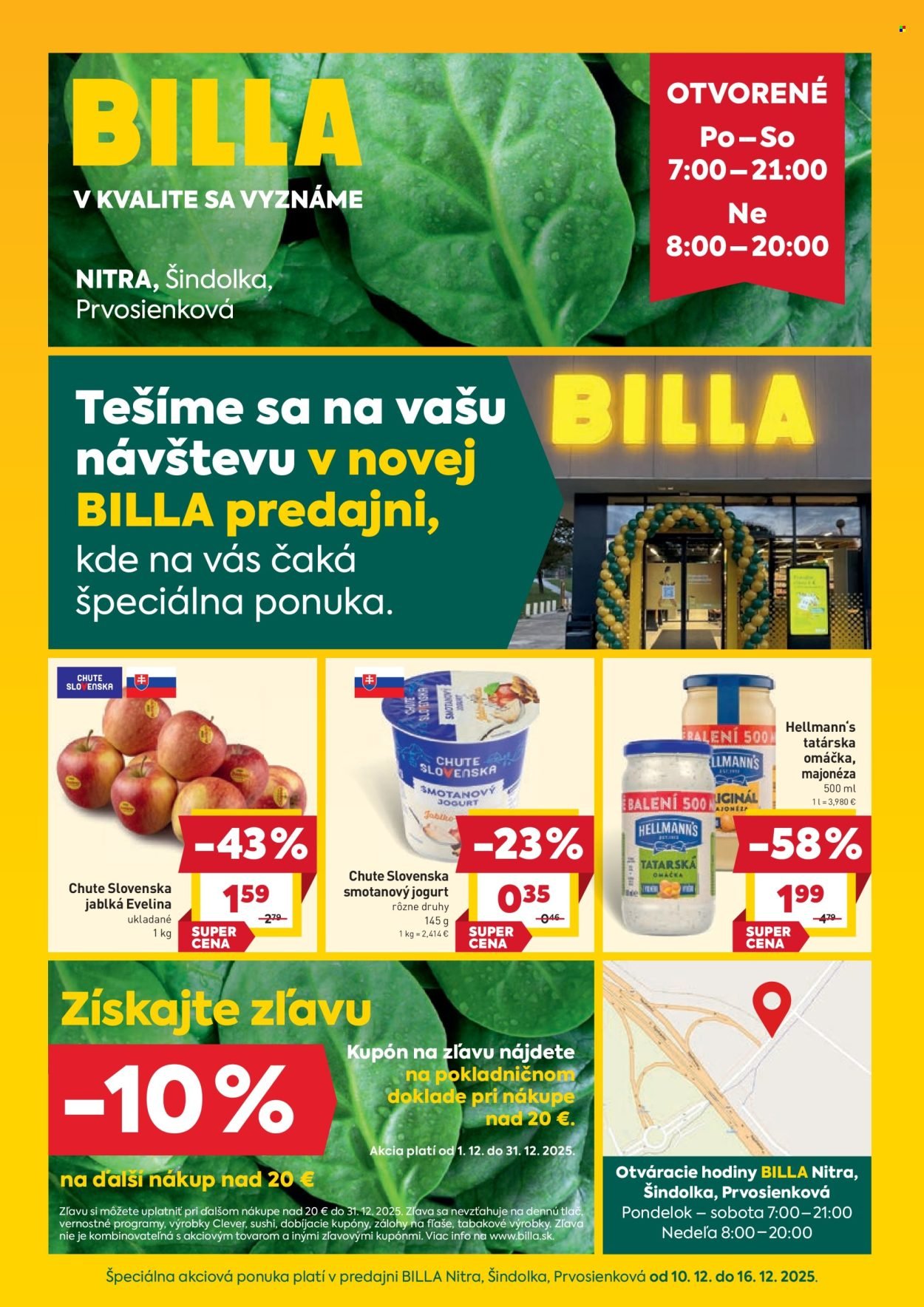 BILLA leták - Nitra - Šindolka, Prvosienková (2025-12-10 - 2025-12-16) | 1