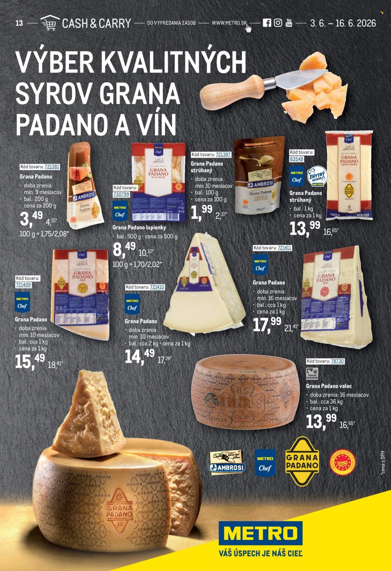 METRO leták - Výber kvalitných syrov Grana Padano a vín