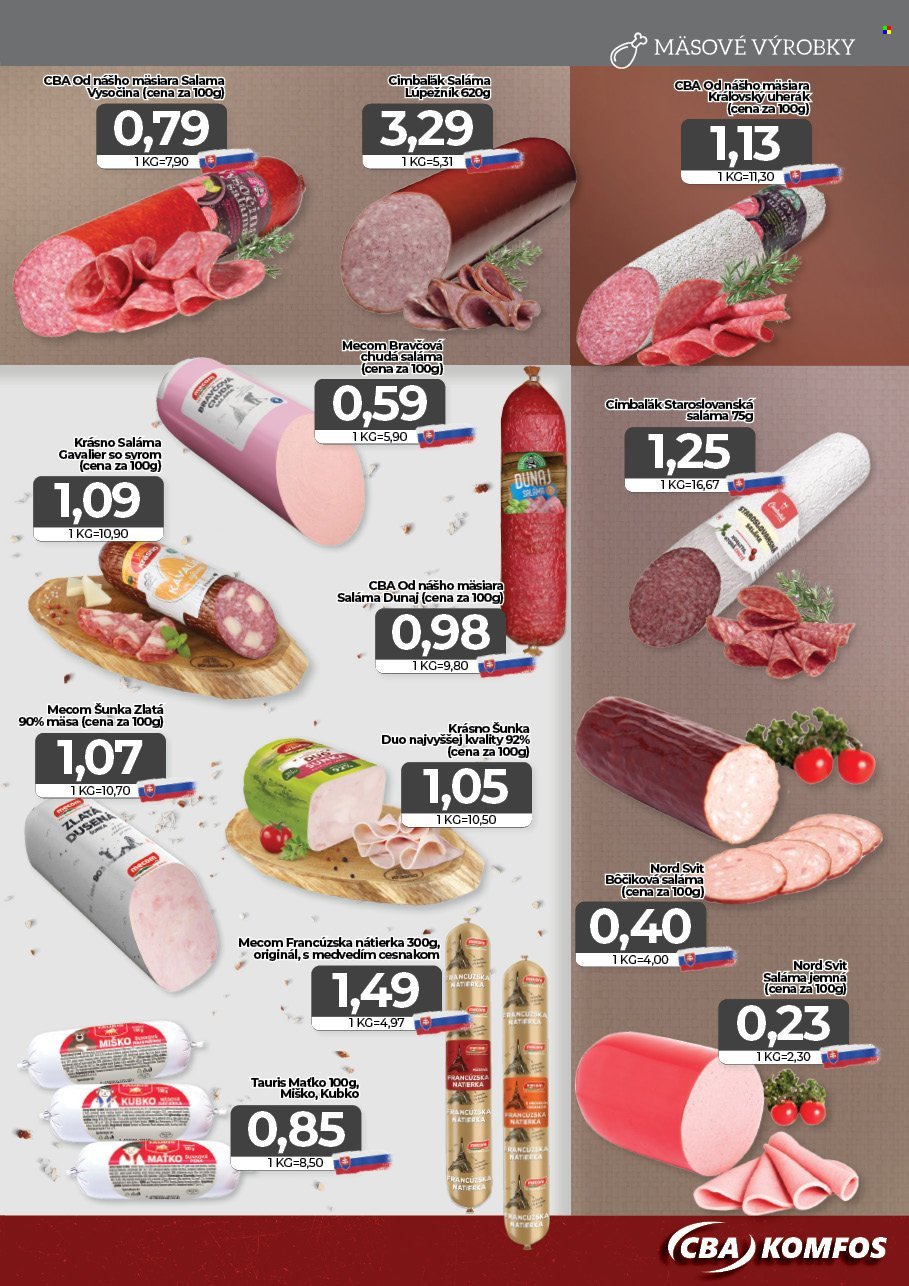CBA KOMFOS leták - Výhodná ponuka - opäť lacnejšie