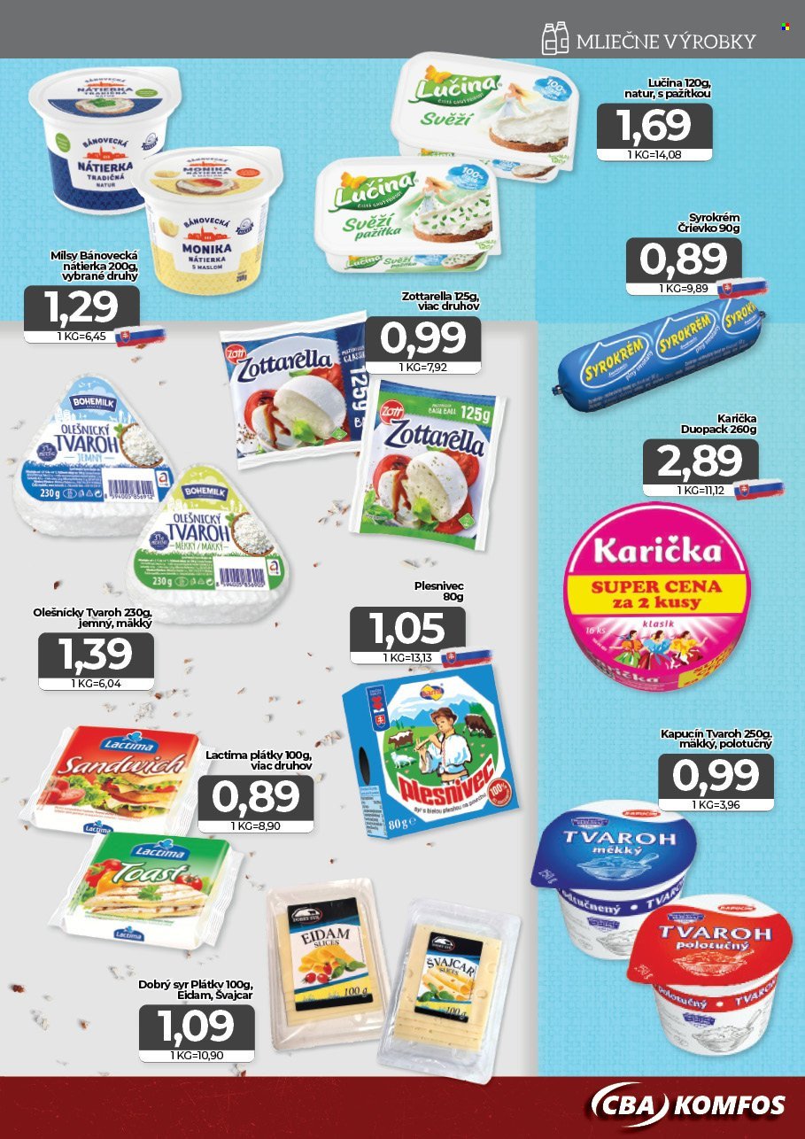 CBA KOMFOS leták - Výhodná ponuka - opäť lacnejšie
