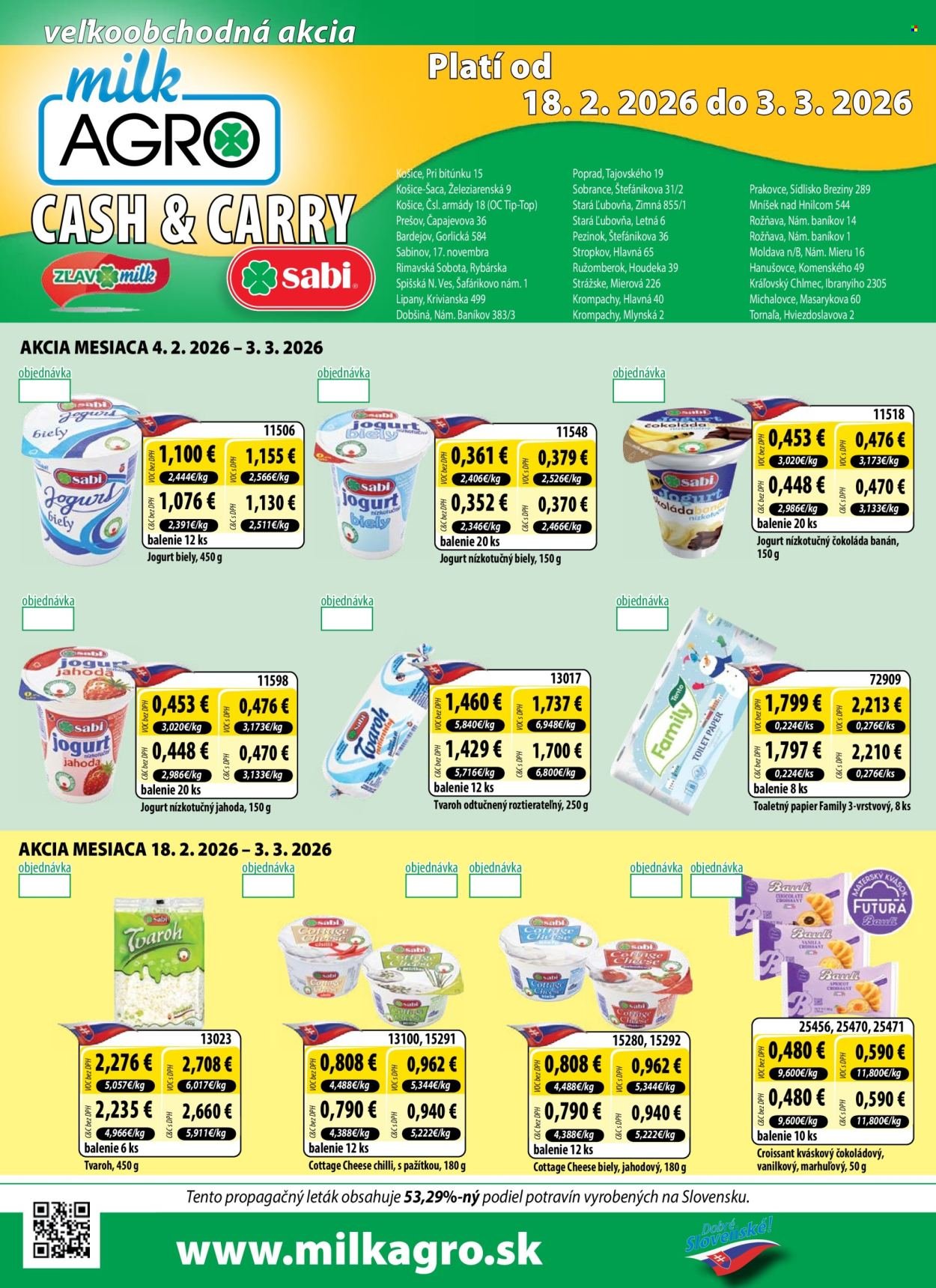 MILK AGRO leták - Cash & Carry (2026-02-18 - 2026-03-03) | 1