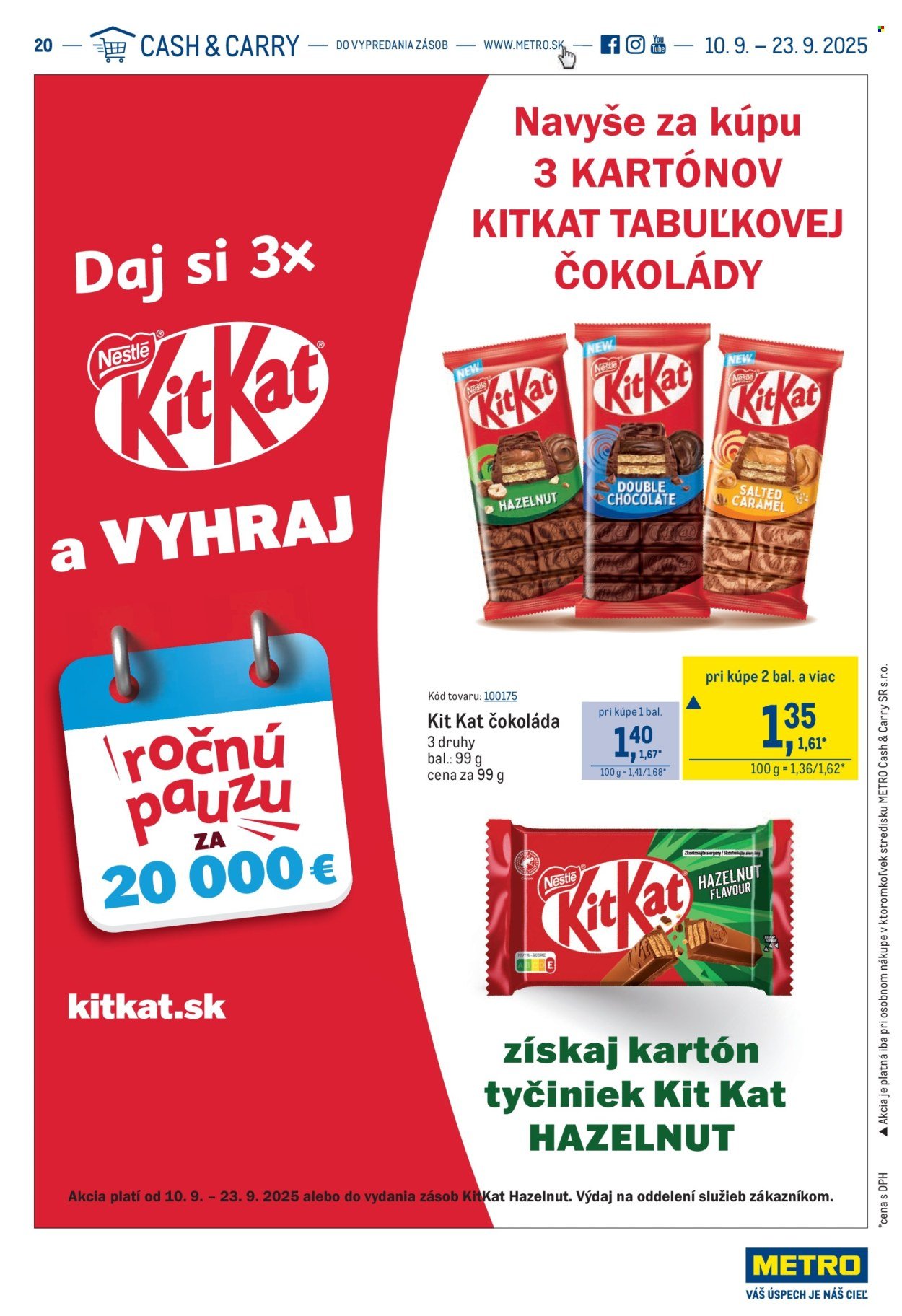 METRO leták - Akcia na Kit Kat a súťaž o 20 000 € (2025-09-10 - 2025-09-23) | 1