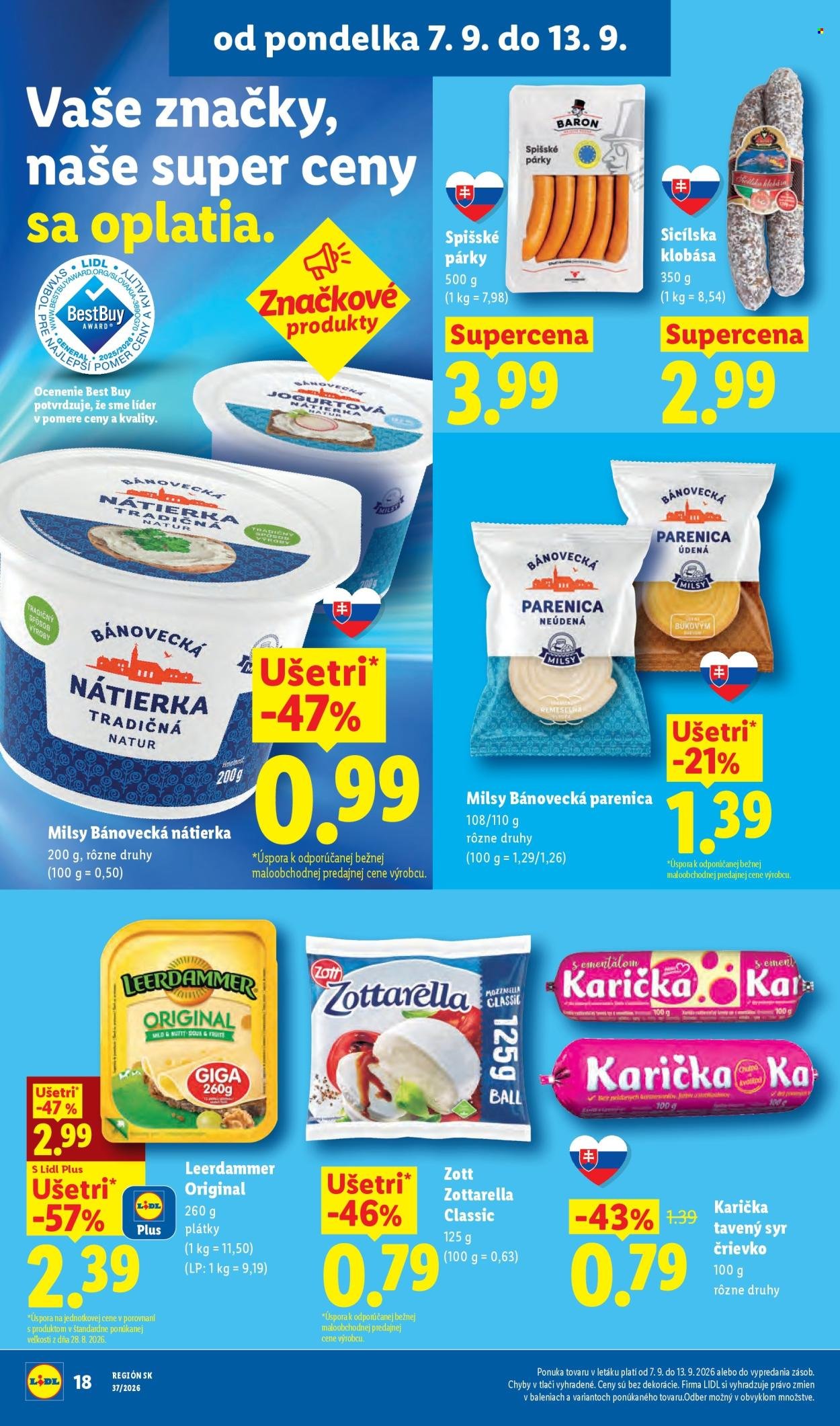 LIDL leták - Od pondelka 7.9.2026