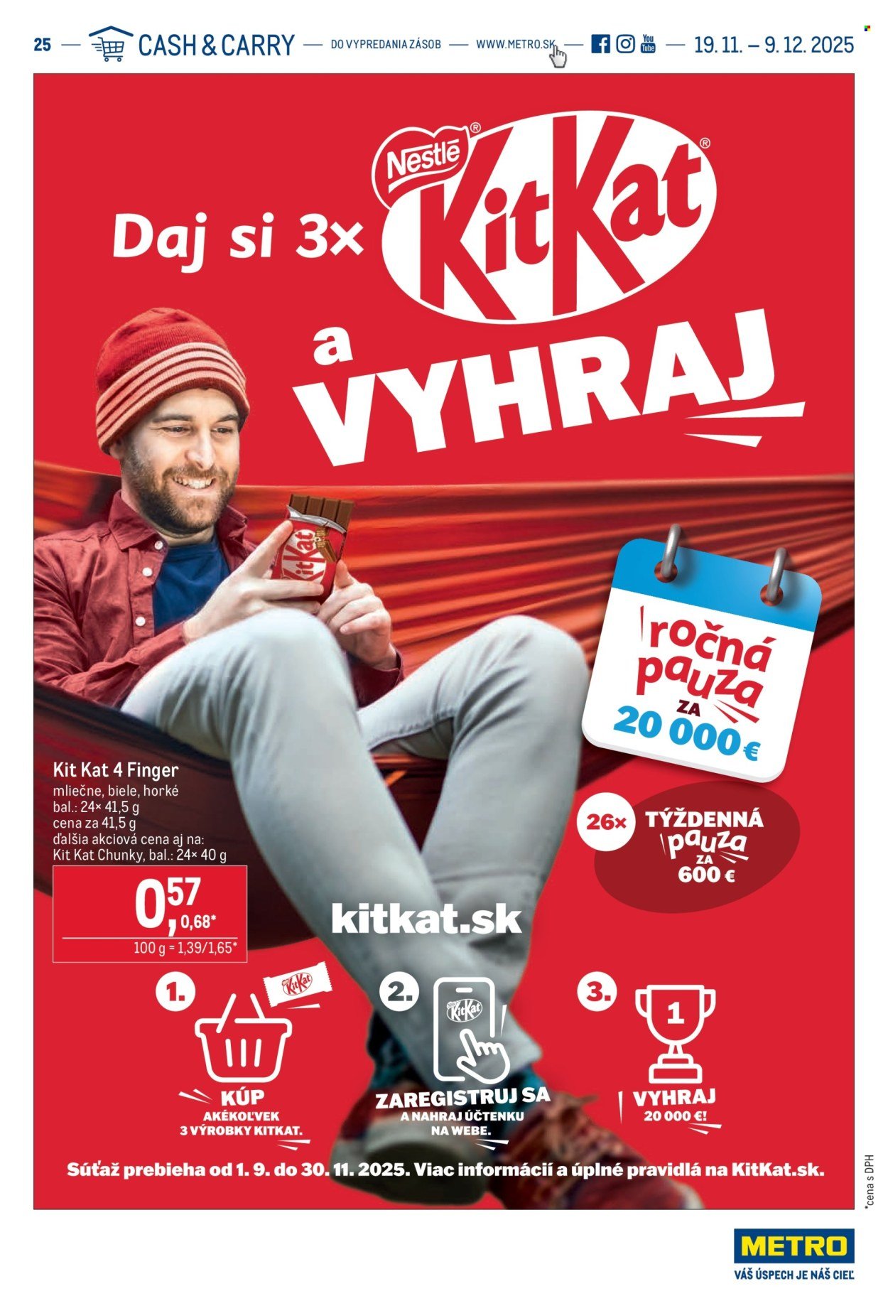 METRO leták - Akcia KitKat: Súťaž o 20 000 € (2025-11-19 - 2025-12-09) | 1