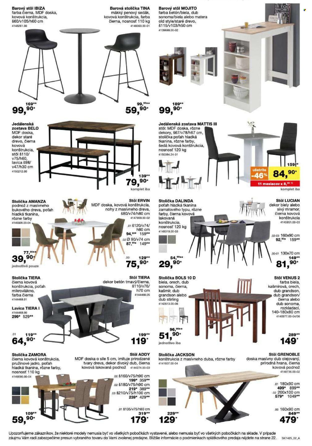 SCONTO NÁBYTOK leták - - 40% na jedálenské stoly a stoličky (2025-11-05 - 2025-11-16) | 2
