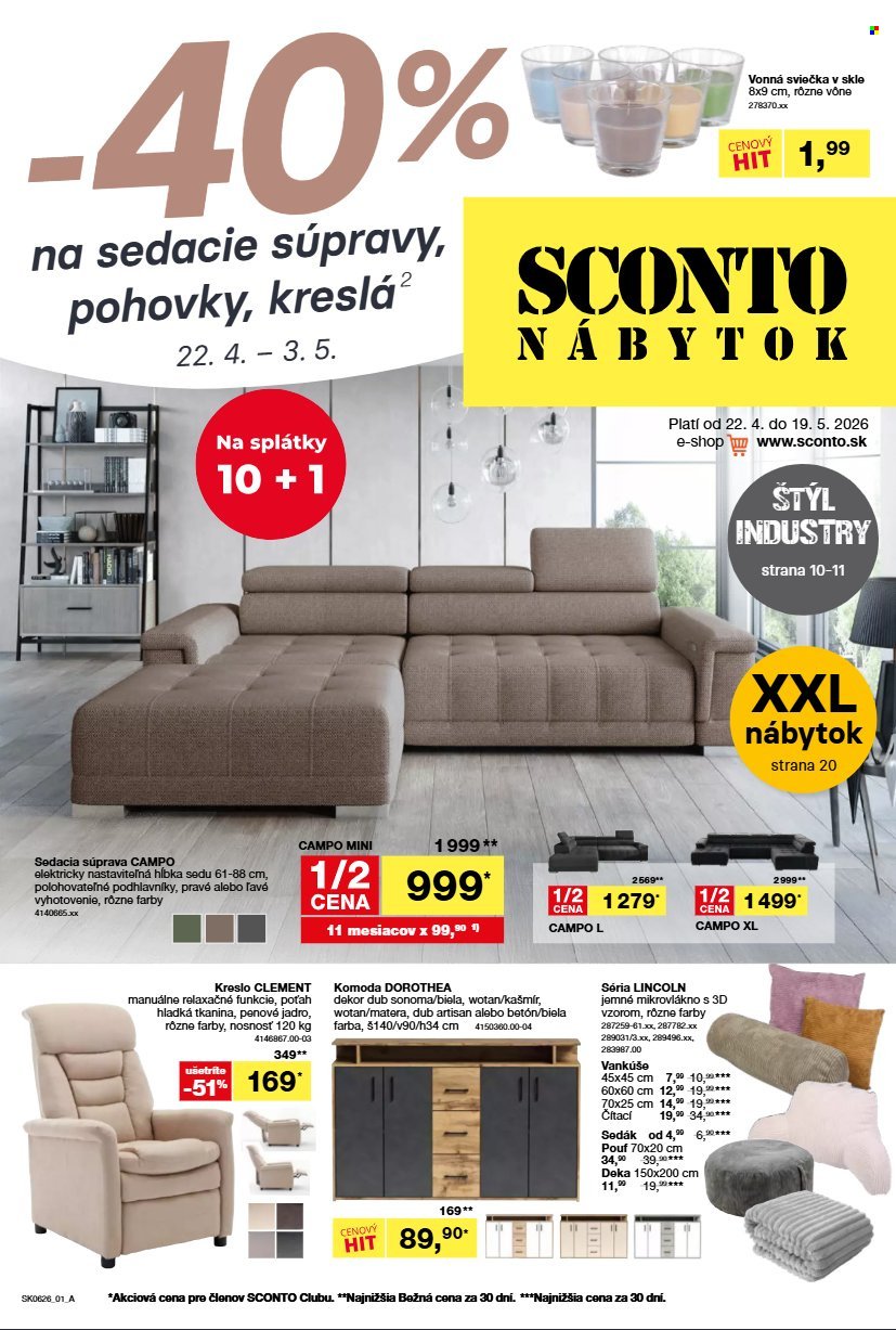 SCONTO NÁBYTOK leták - Aktuálny leták (2026-04-22 - 2026-05-19) | 1