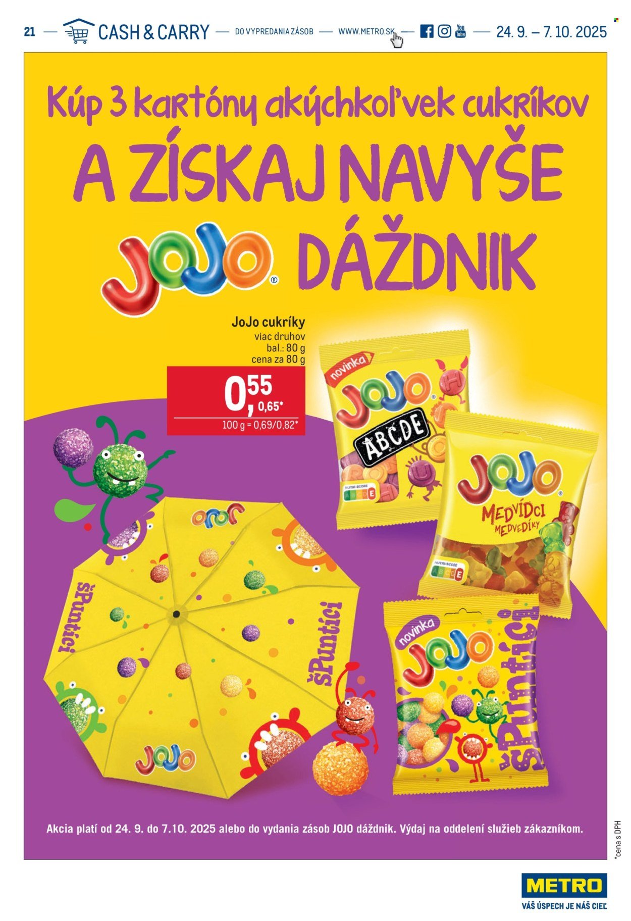 METRO leták - Kúp 3 kartóny cukríkov a získaj JOJO dáždnik (2025-09-24 - 2025-10-07) | 1