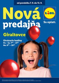LIDL leták - Nová predajňa Giraltovce