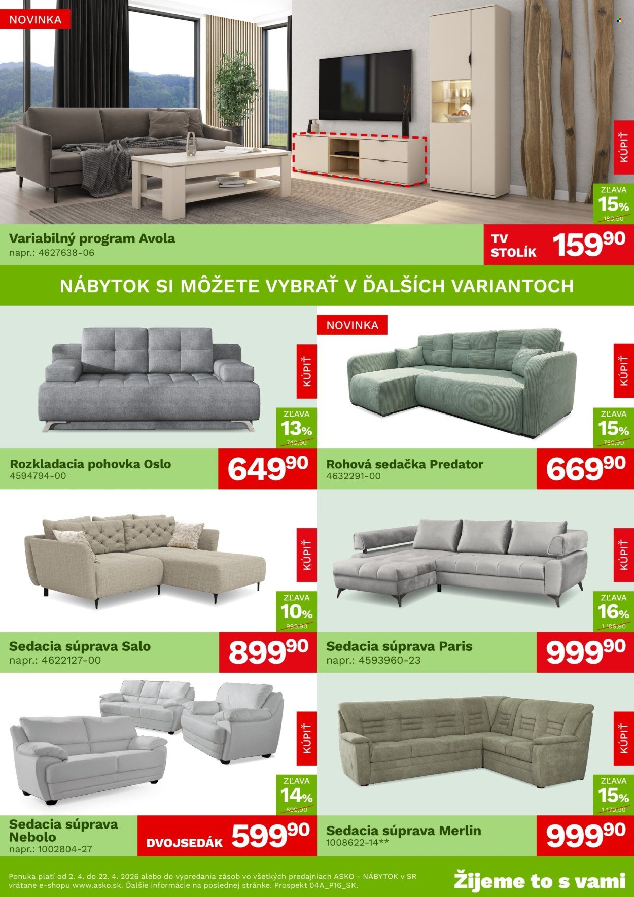 ASKO NÁBYTOK leták - Akčná ponuka (2026-04-02 - 2026-04-22) | 2
