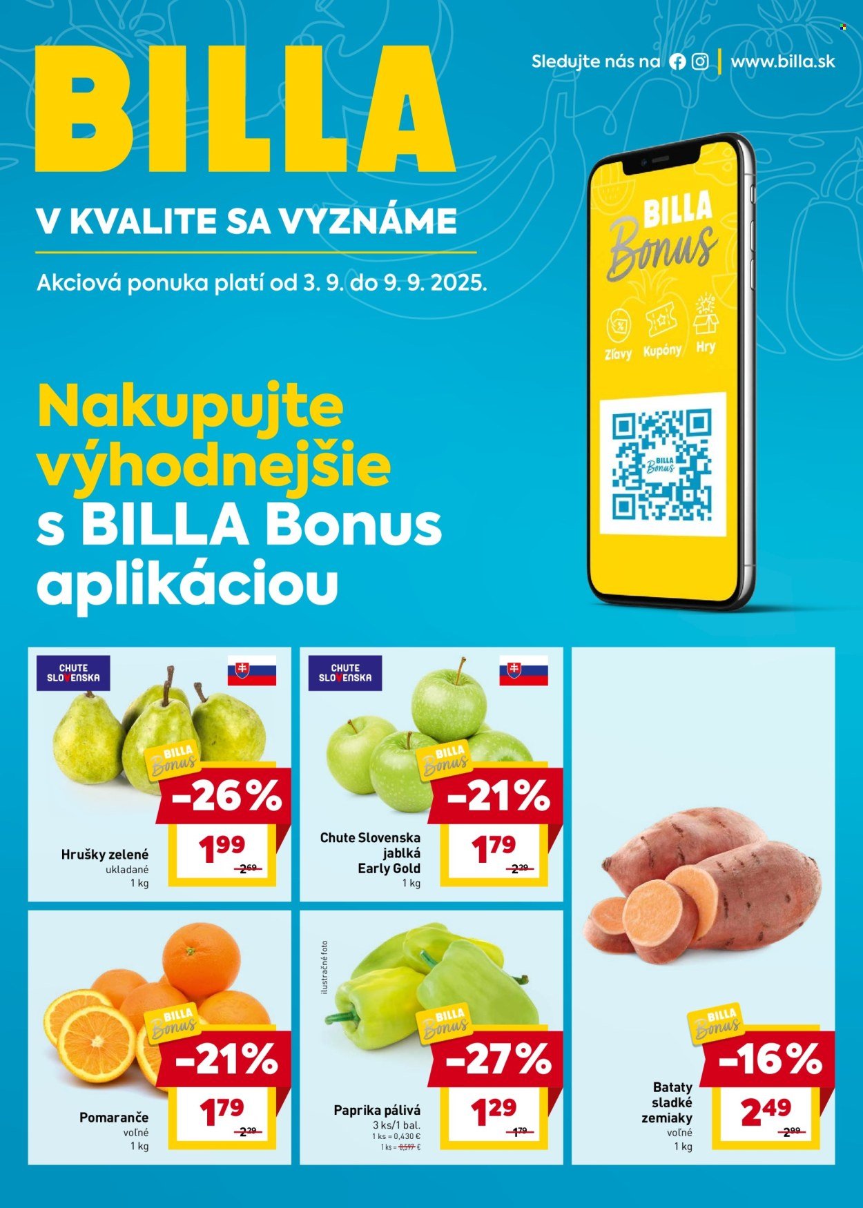 BILLA leták - Bonus leták (2025-09-03 - 2025-09-09) | 1