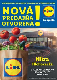 LIDL leták - Nová predajňa v Nitre (2026-03-09 - 2026-03-15)