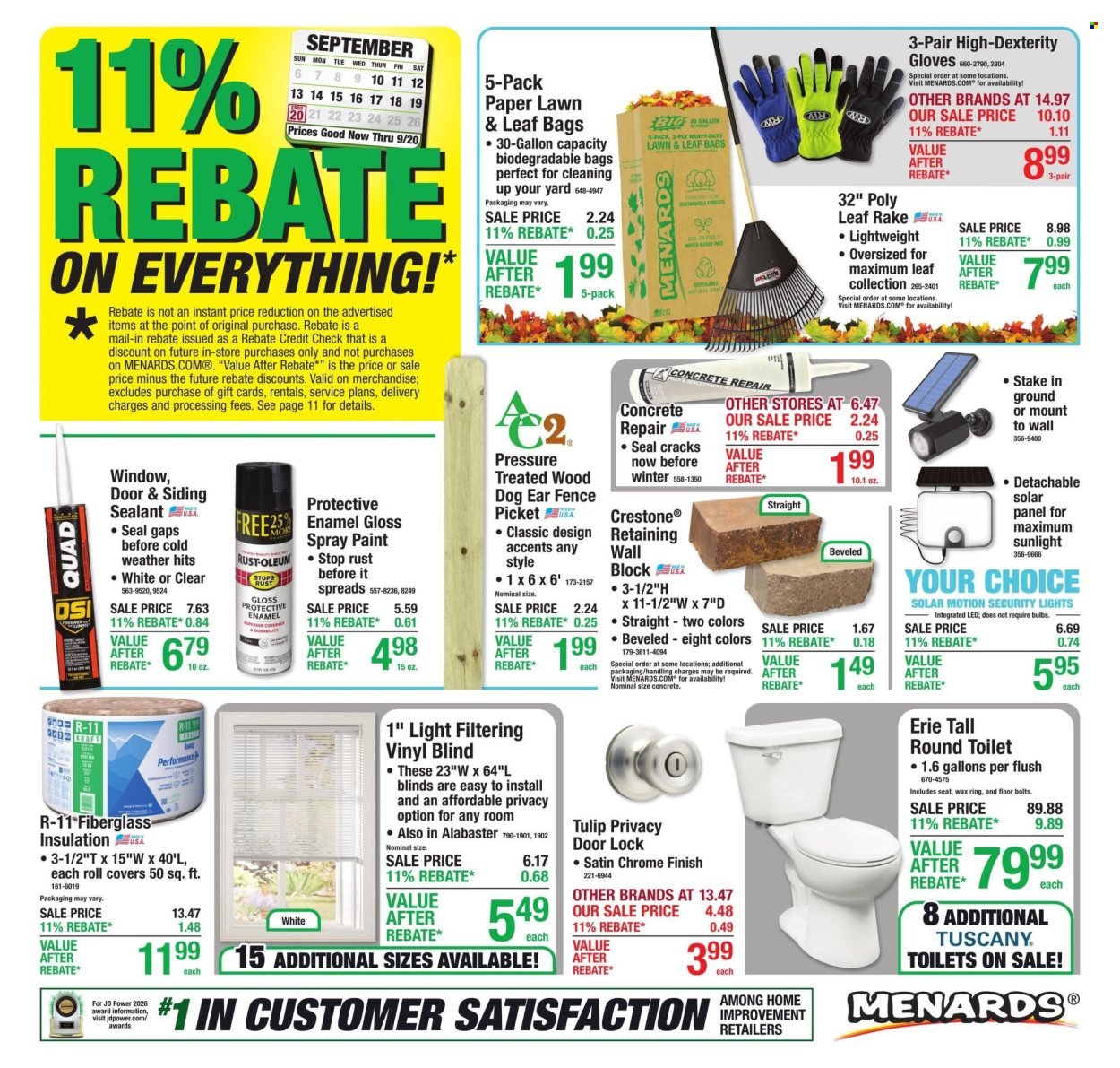 MENARDS ad - 11% Rebate* Sale