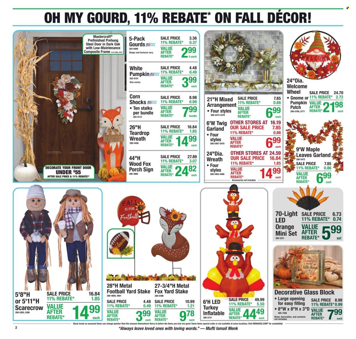 MENARDS ad - 11% Rebate* Sale