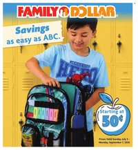 FAMILY DOLLAR ad - Back to School Book