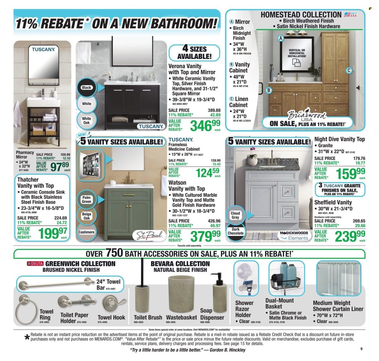 MENARDS ad - 11% Rebate* Sale