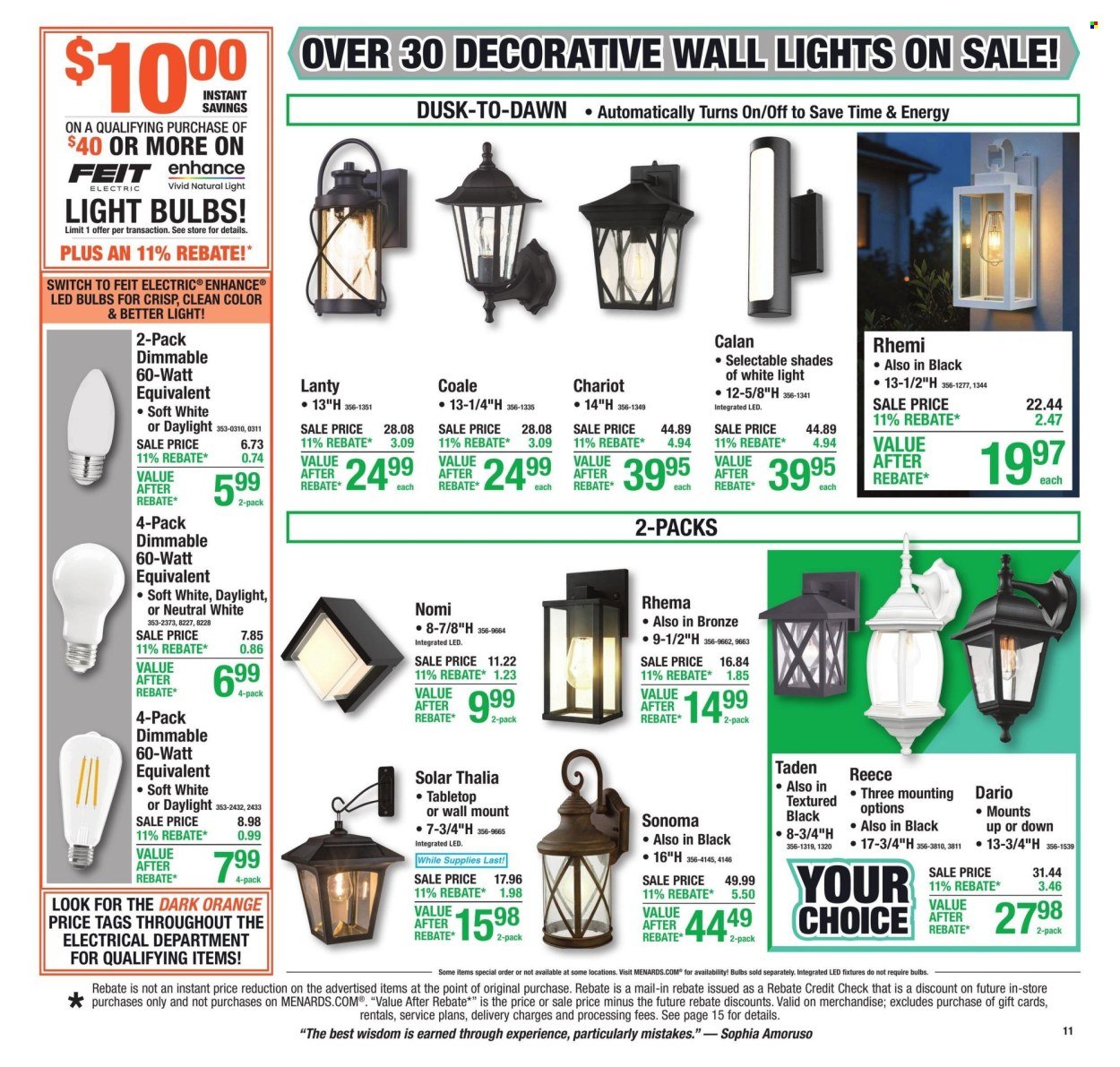 MENARDS ad - 11% Rebate* Sale