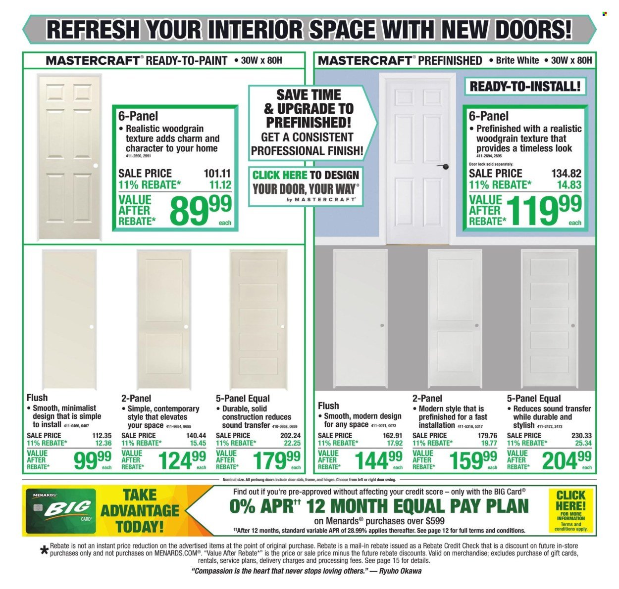 MENARDS ad - 11% Rebate* Sale