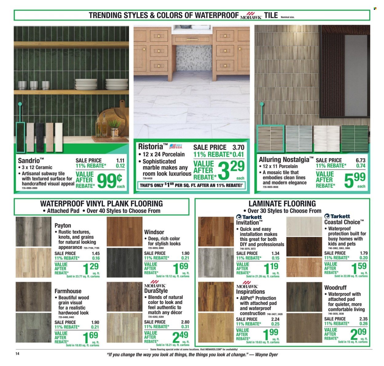 MENARDS ad - 11% Rebate* Sale