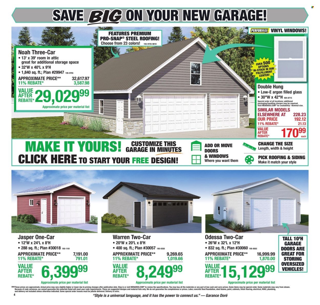 MENARDS ad - 11% Rebate* Sale