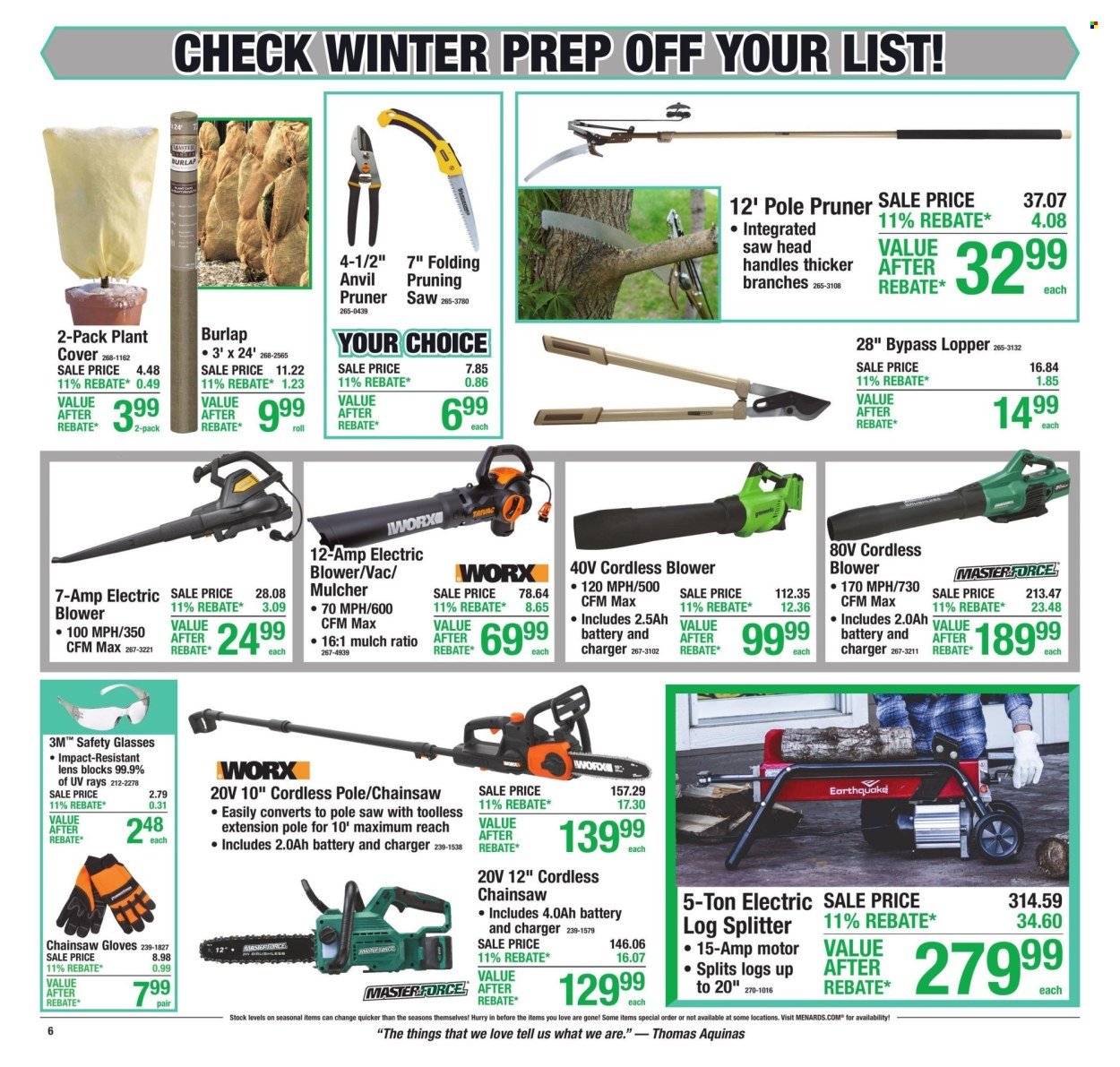 MENARDS ad - 11% Rebate* Sale