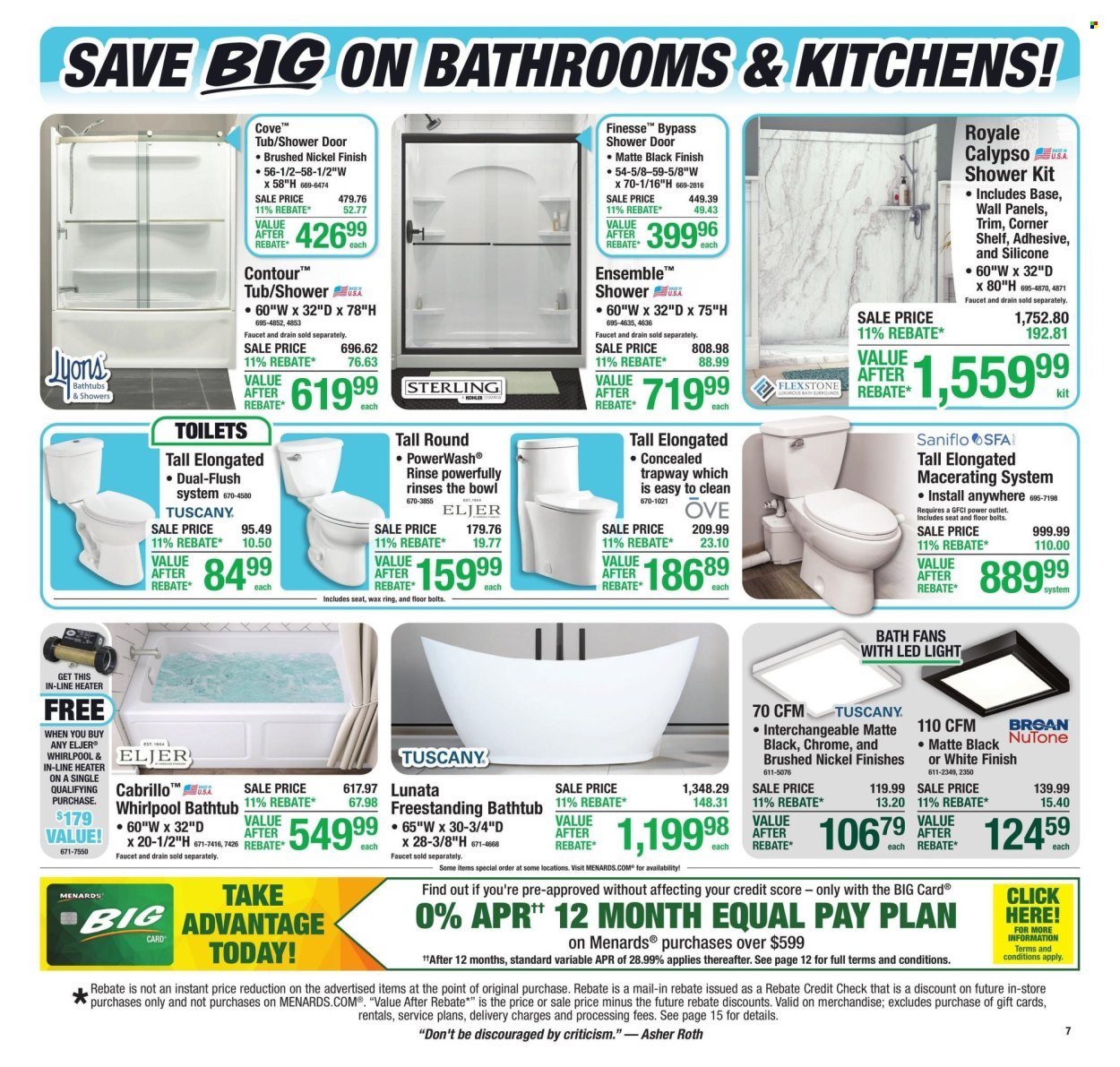 MENARDS ad - 11% Rebate* Sale
