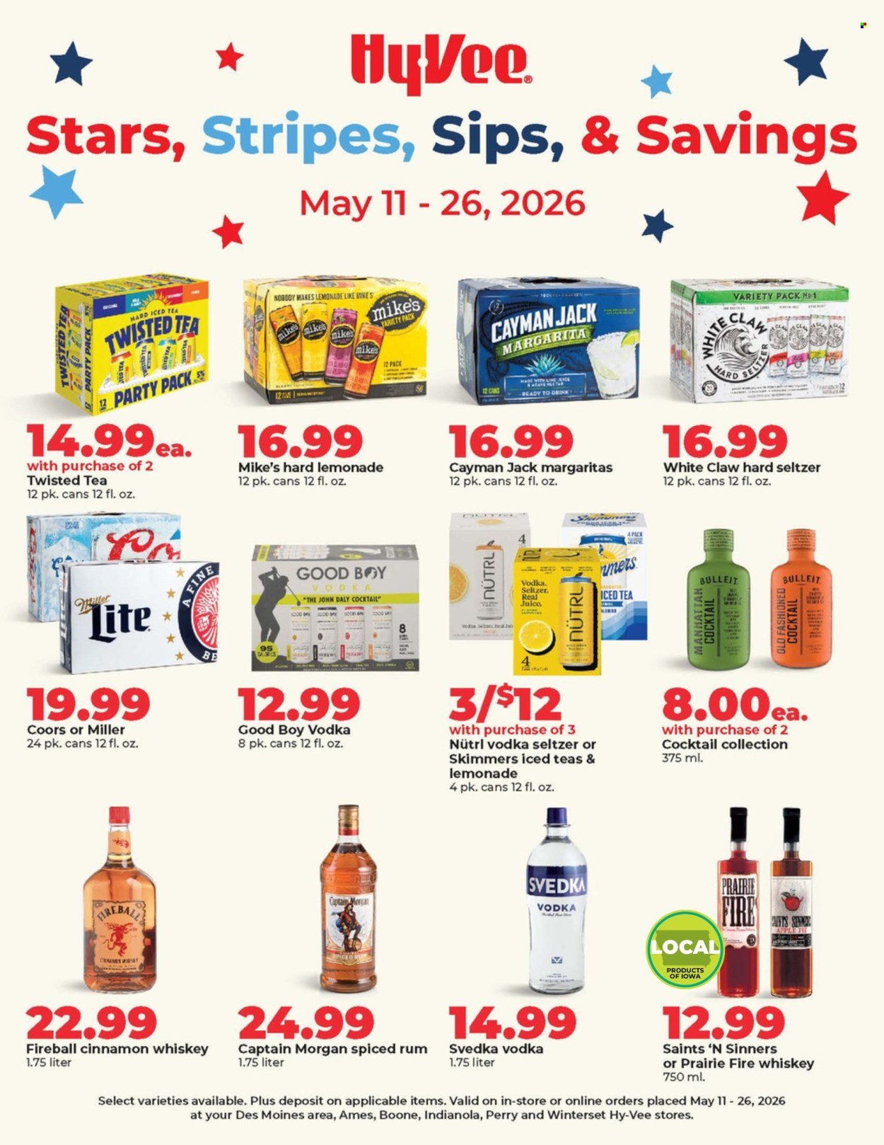 HY-VEE ad - Stars, Stripes, Sips, & Savings