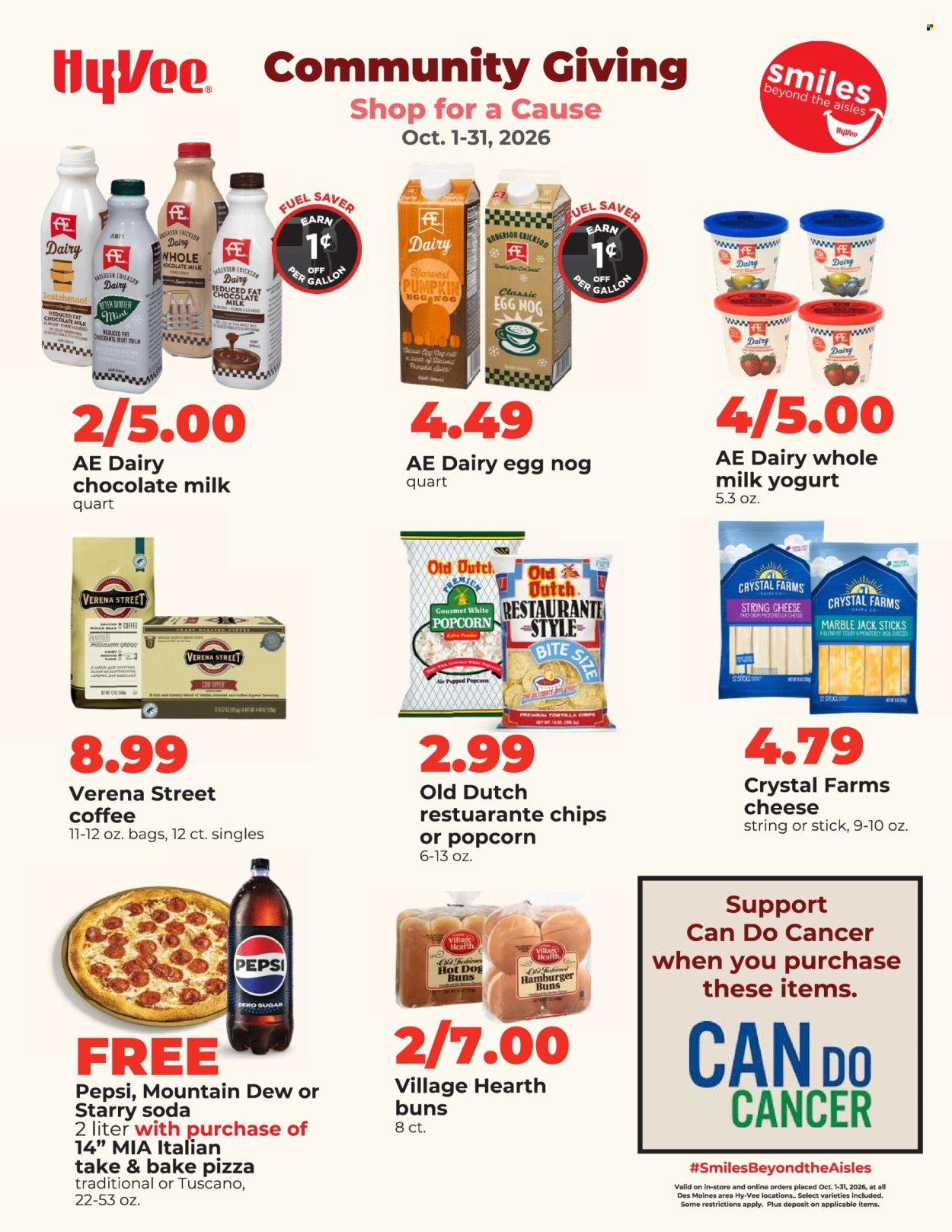 HY-VEE ad - Community Giving - Shop for a Cause, October Specials