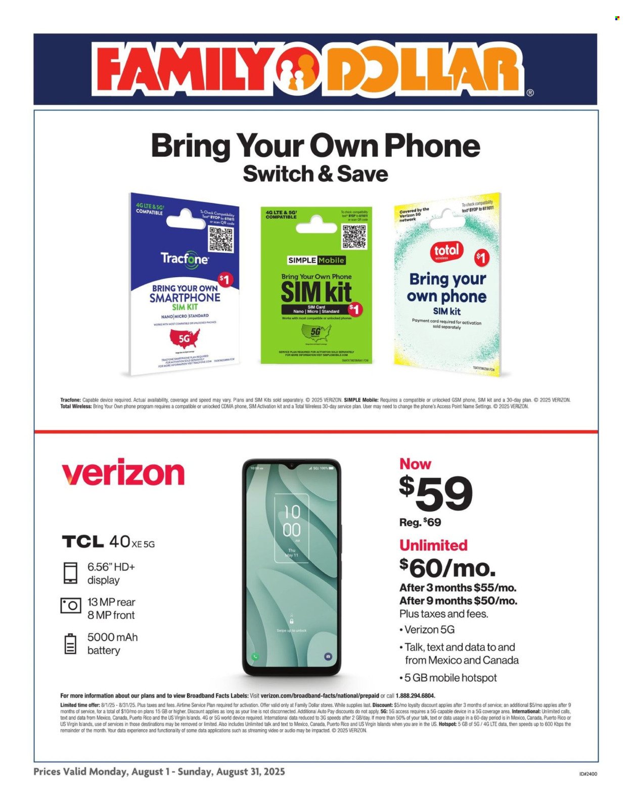 FAMILY DOLLAR ad - Verizon AD (2025-08-01 - 2025-08-31) | 1