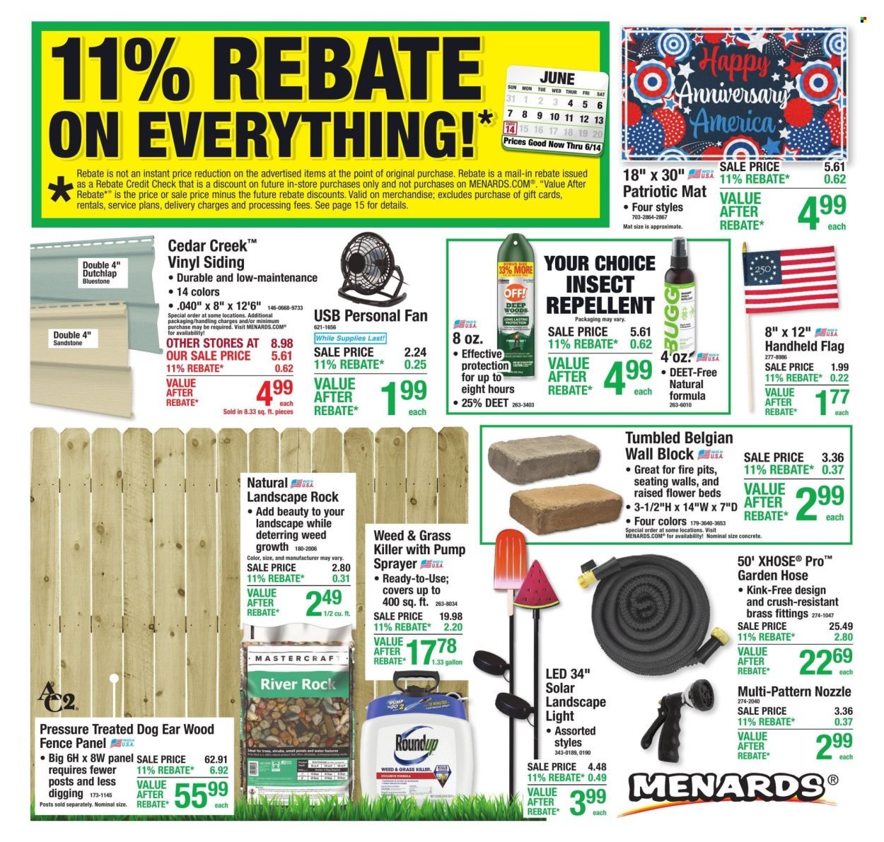 MENARDS ad - 11% Rebate* Sale