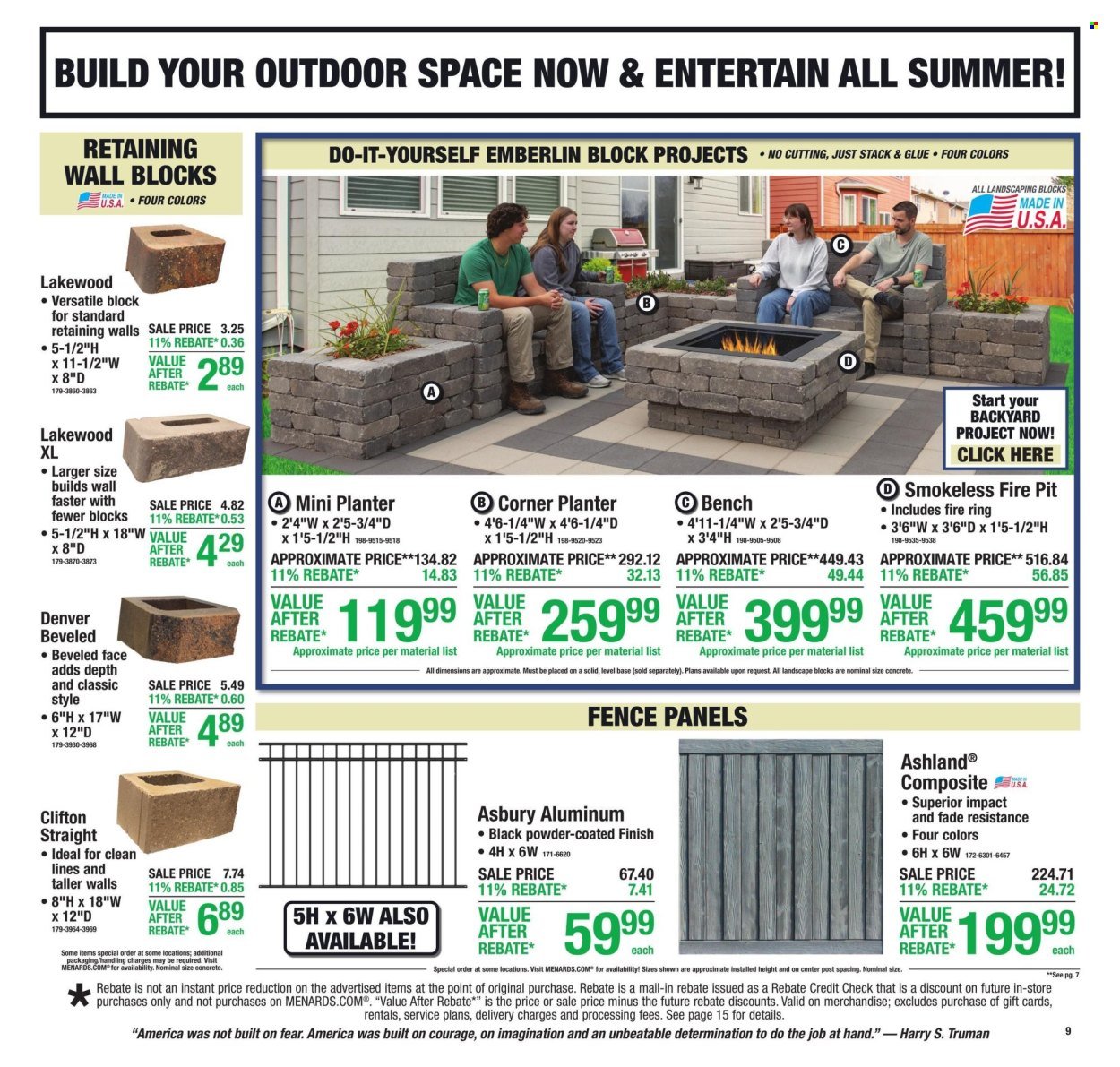 MENARDS ad - 11% Rebate* Sale
