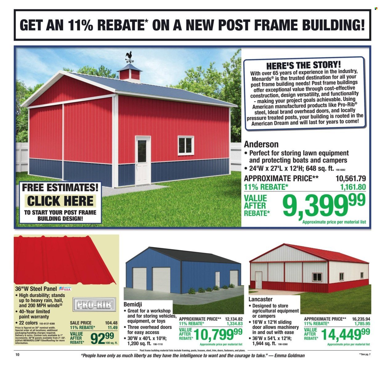 MENARDS ad - 11% Rebate* Sale