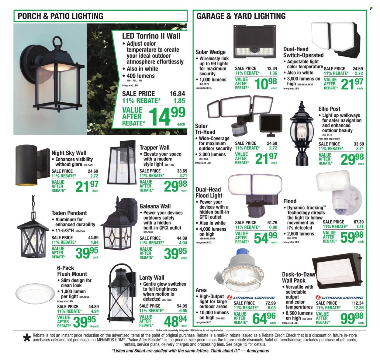 MENARDS ad - 11% Rebate* Sale