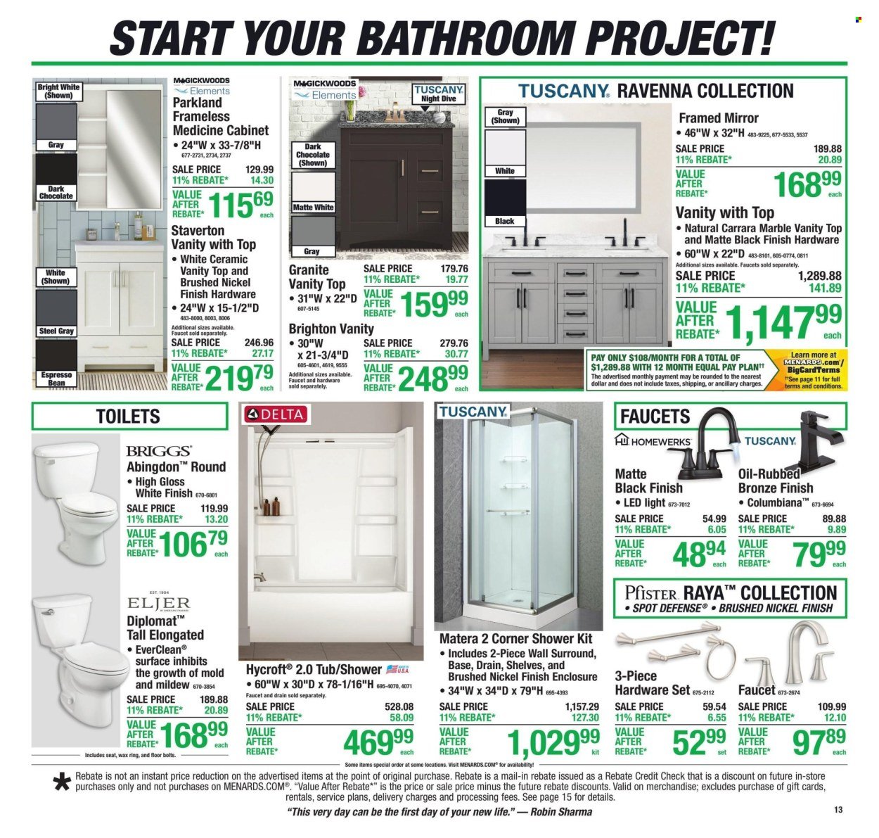 MENARDS ad - 11% Rebate* Sale