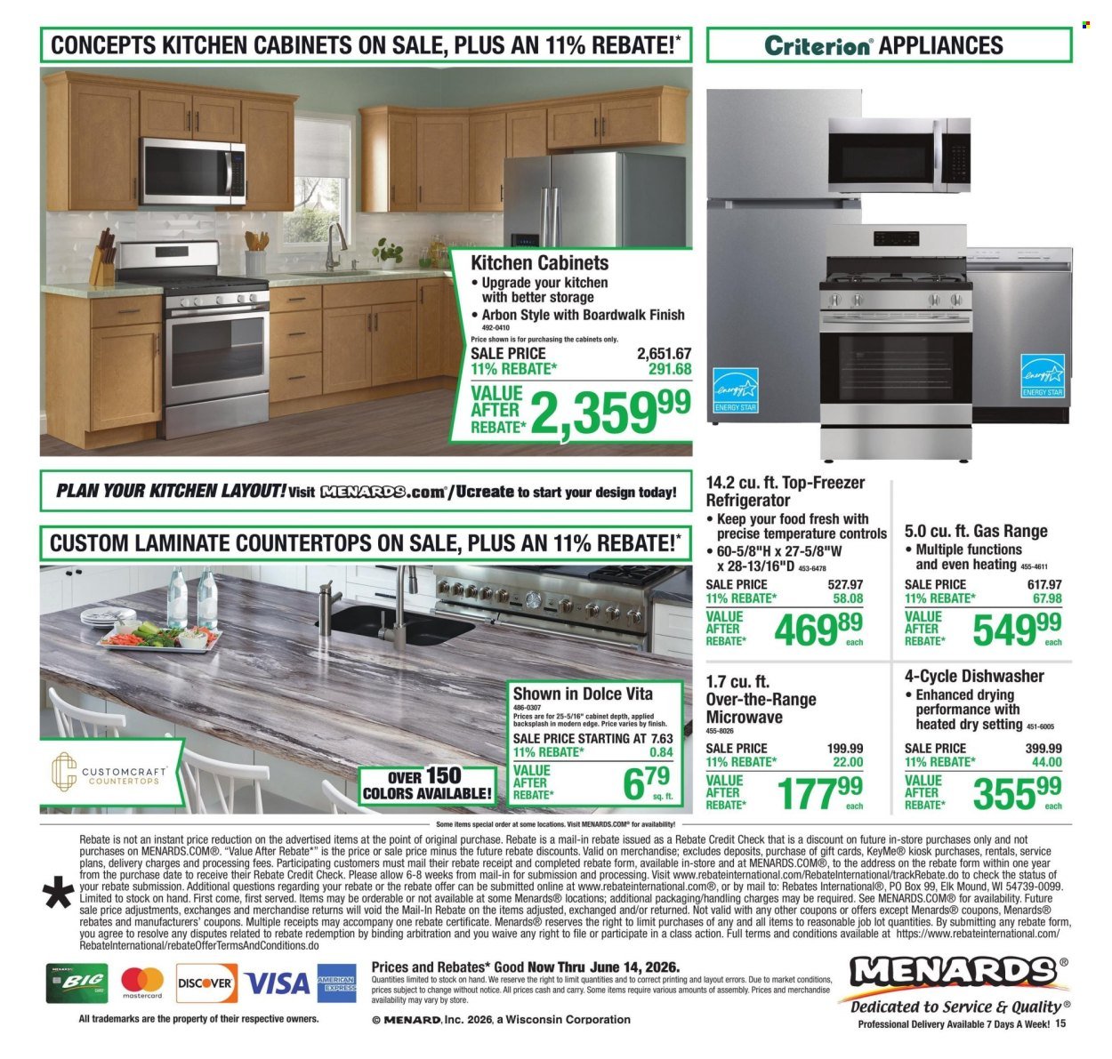 MENARDS ad - 11% Rebate* Sale